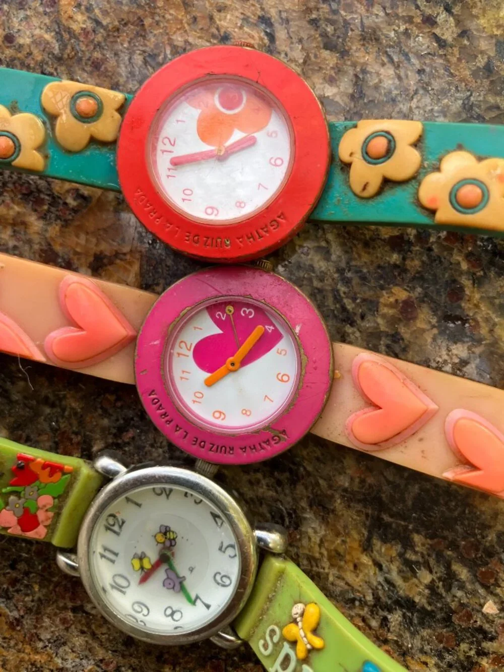 💖 Agatha Ruiz de la Prada Vintage Kids Watches Lot of 3 🌸 Hearts • AS IS